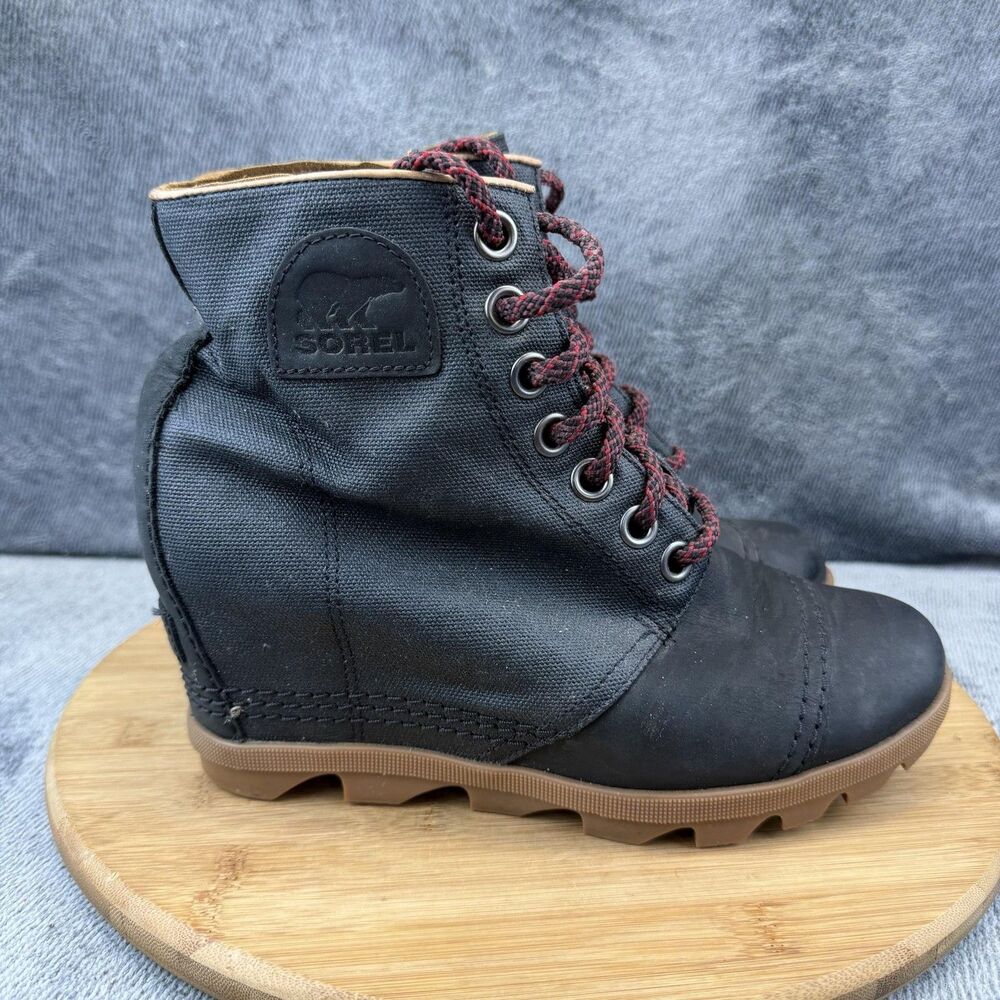 Sorel Joan of Arctic Shoes Womens Size 8.5 Black Wedge Boots Sorel LL4931-010